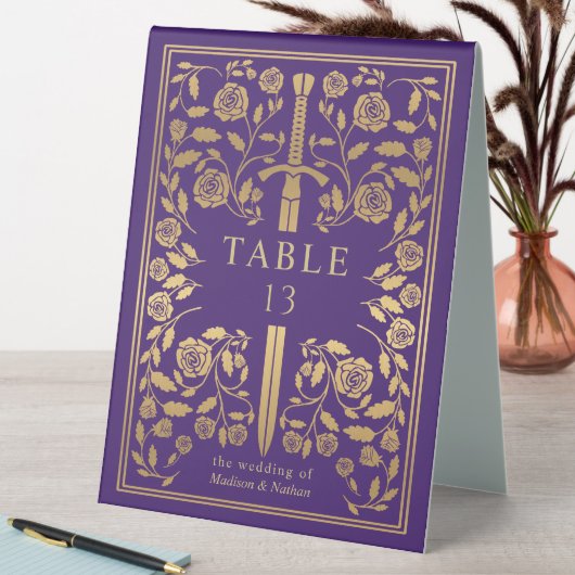 Plaque De Table Mariage d'épée médiévale violette (En SItu (Tableau))