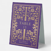 Plaque De Table Mariage d'épée médiévale violette (Verso)