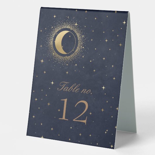 Plaque De Table Mariage des étoiles d'or céleste Numéro de table (Recto)