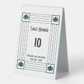 Plaque De Table Mariage design Art déco bleu (Verso)