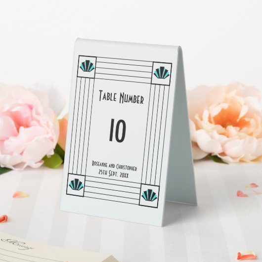 Plaque De Table Mariage design Art déco bleu (In SItu (Mariage))