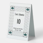 Plaque De Table Mariage design Art déco bleu (Recto)