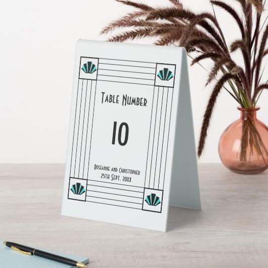 Plaque De Table Mariage design Art déco bleu (En SItu (Tableau))