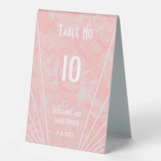 Plaque De Table Mariage design Art déco en marbre rose (Recto)