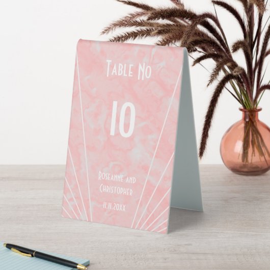 Plaque De Table Mariage design Art déco en marbre rose (En SItu (Tableau))