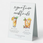 Plaque De Table Mariage d'été Signature Cocktails Menu (Verso)
