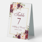 Plaque De Table Mariage d'or de la Bourgogne florale (Verso)