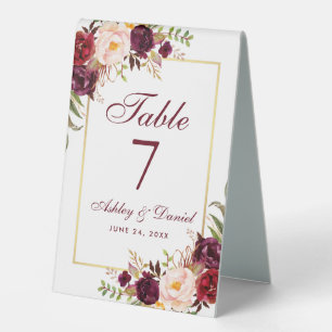 Plaque De Table Mariage d'or de la Bourgogne florale
