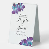 Plaque De Table Mariage d'orchidée Blue Dendrobium Bienvenue Livre (Verso)