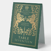 Plaque De Table Mariage du lion médiéval royal vert (Recto)