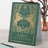 Plaque De Table Mariage du lion médiéval royal vert (En SItu (Tableau))