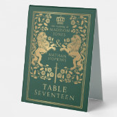 Plaque De Table Mariage du lion médiéval royal vert (Verso)