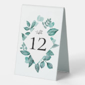 Plaque De Table Mariage du numéro de table de verdure turquoise (Verso)