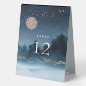 Plaque De Table Mariage du paysage de nuit bleue Numéro de table (Verso)