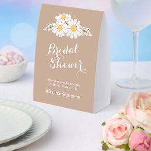 Plaque De Table Mariage Élégant Daisies Réception Beige