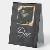 Plaque De Table Mariage élégant minimaliste photo noire (Recto)