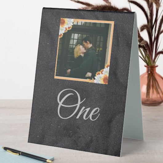 Plaque De Table Mariage élégant minimaliste photo noire (En SItu (Tableau))