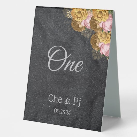 Plaque De Table Mariage élégant noir customisé (Recto)