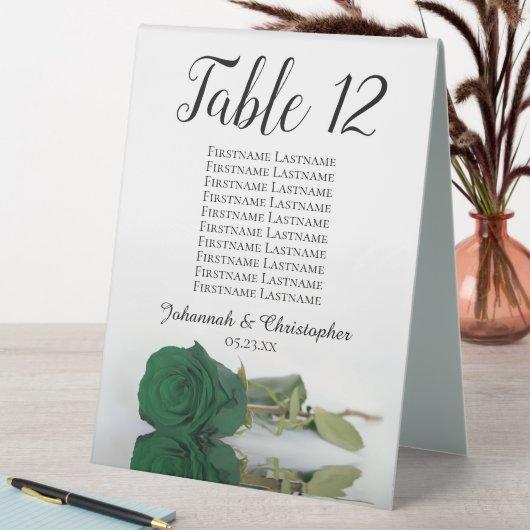 Plaque De Table Mariage Emerald Green Rose Numéro de table avec no (En SItu (Tableau))