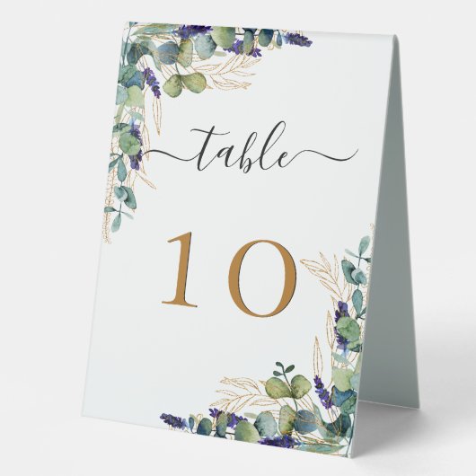 Plaque De Table Mariage eucalyptus verdure élégant numéro de table (Recto)