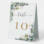 Plaque De Table Mariage eucalyptus verdure élégant numéro de table (Verso)