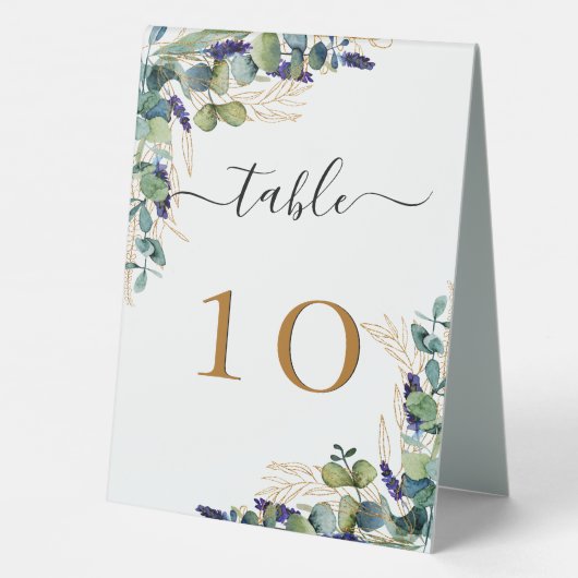 Plaque De Table Mariage eucalyptus verdure élégant numéro de table (Verso)
