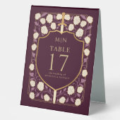 Plaque De Table Mariage Fantasy Médiéval Monogramme Epée & Bouclie (Recto)