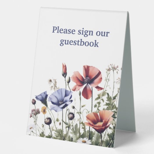 Plaque De Table Mariage Fleur sauvage aquarelle (Recto)