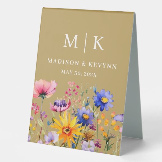 Plaque De Table Mariage Fleur sauvage Elegant Boho (Recto)