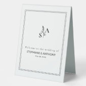 Plaque De Table Mariage Fleur sauvage minimaliste BW Monogram (Recto)