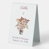 Plaque De Table Mariage Floral Aquarelle Automne (Verso)