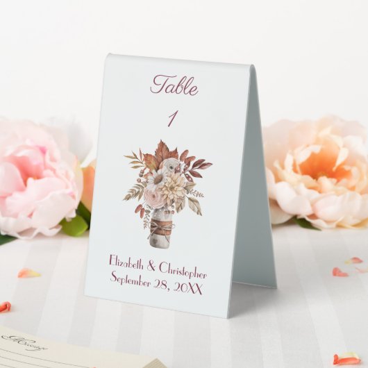 Plaque De Table Mariage Floral Aquarelle Automne (In SItu (Mariage))