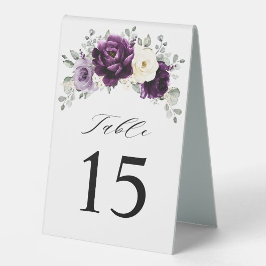 Plaque De Table Mariage floral blanc blanc blanc blanc de prune d' (Recto)