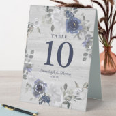 Plaque De Table Mariage floral bleu marine gris argent (En SItu (Tableau))