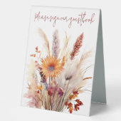 Plaque De Table Mariage floral Boho d'automne | Blanc (Recto)