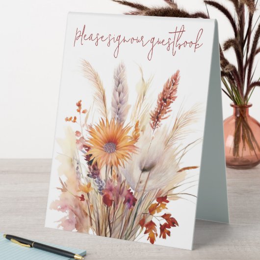 Plaque De Table Mariage floral Boho d'automne | Blanc (En SItu (Tableau))