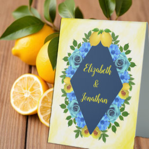 Plaque De Table Mariage Floral Citron Ensoleillé
