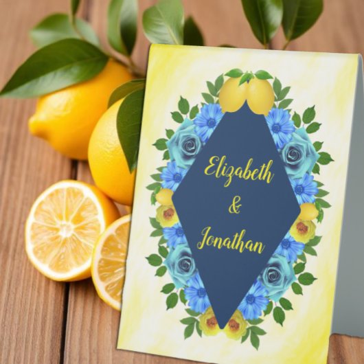 Plaque De Table Mariage Floral Citron Ensoleillé