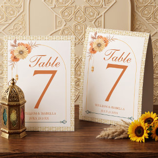 Plaque De Table Mariage Floral Élégant Lanterne Arabe