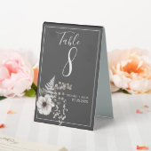 Plaque De Table Mariage floral gris foncé et blanc (In SItu (Mariage))