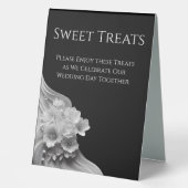 Plaque De Table Mariage floral moderne noir et blanc (Recto)