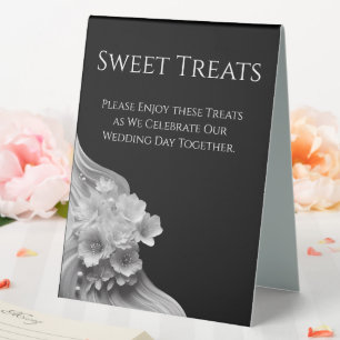Plaque De Table Mariage floral moderne noir et blanc