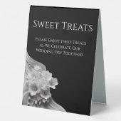 Plaque De Table Mariage floral moderne noir et blanc (Verso)