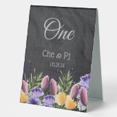 Plaque De Table Mariage Floral noir customisé (Recto)