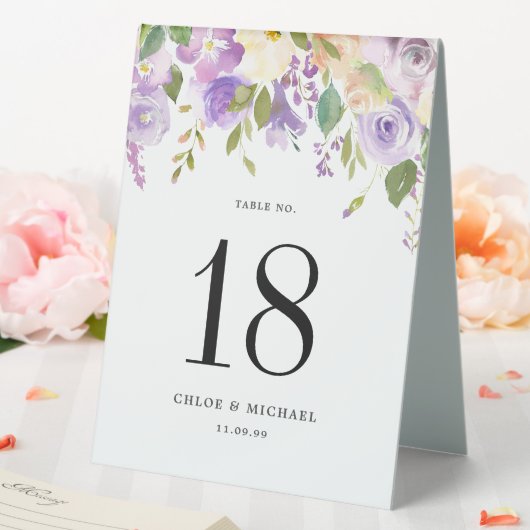 Plaque De Table Mariage floral pourpre Numéro de table (In SItu (Mariage))