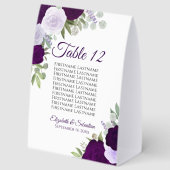 Plaque De Table Mariage Floral pourpre Numéro du tableau (Recto)