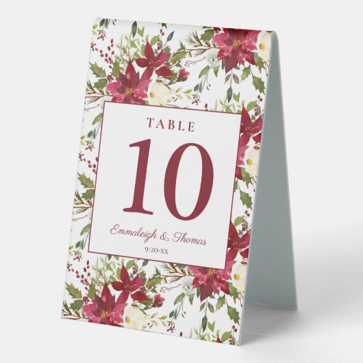 Plaque De Table Mariage floral rouge écarlate (Verso)