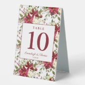 Plaque De Table Mariage floral rouge écarlate (Recto)