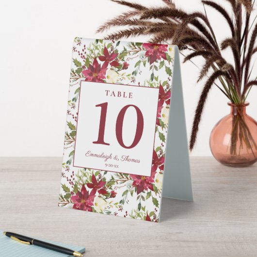 Plaque De Table Mariage floral rouge écarlate (En SItu (Tableau))