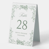 Plaque De Table Mariage floral vert de la Renaissance (Verso)